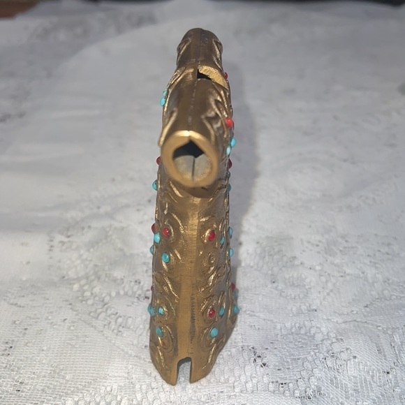 Copper Ottoman Caftan Statue w Coral and Turquoise Stones - Picture 3 of 7